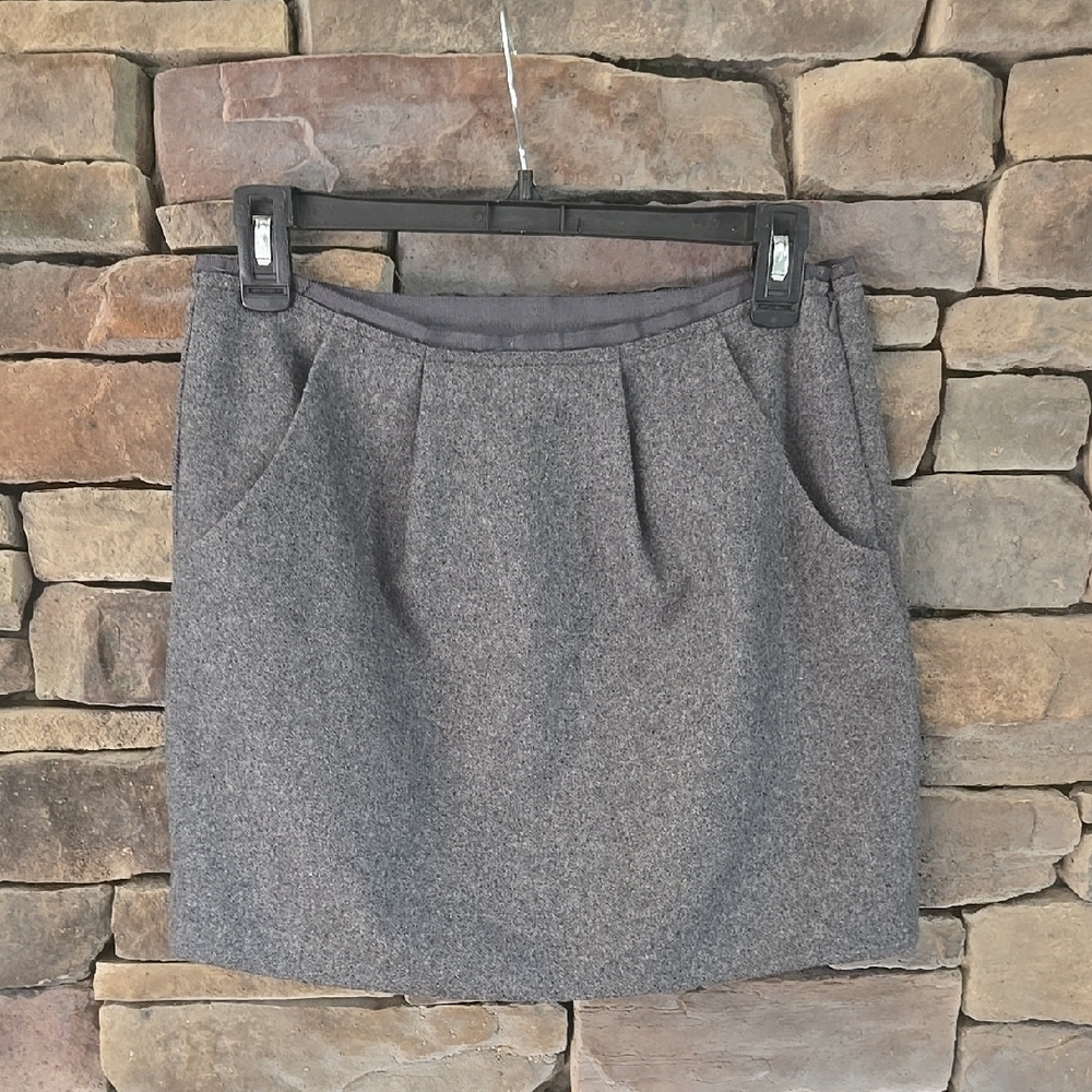 J. Crew Gray Pleated Pencil Mini Skirt